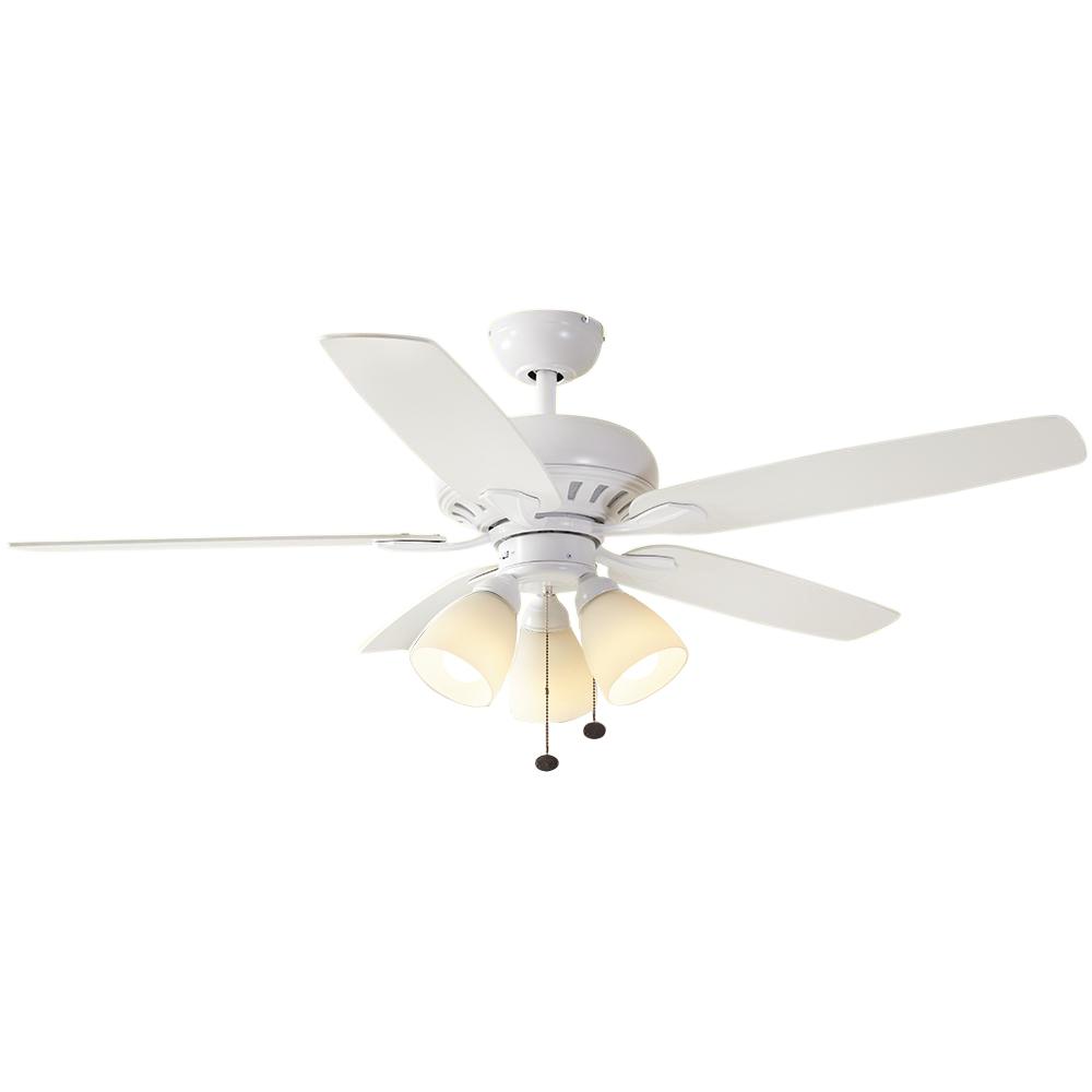 Hampton Bay Lyndhurst 52 in. LED Matte White Ceiling Fan with Light Kit