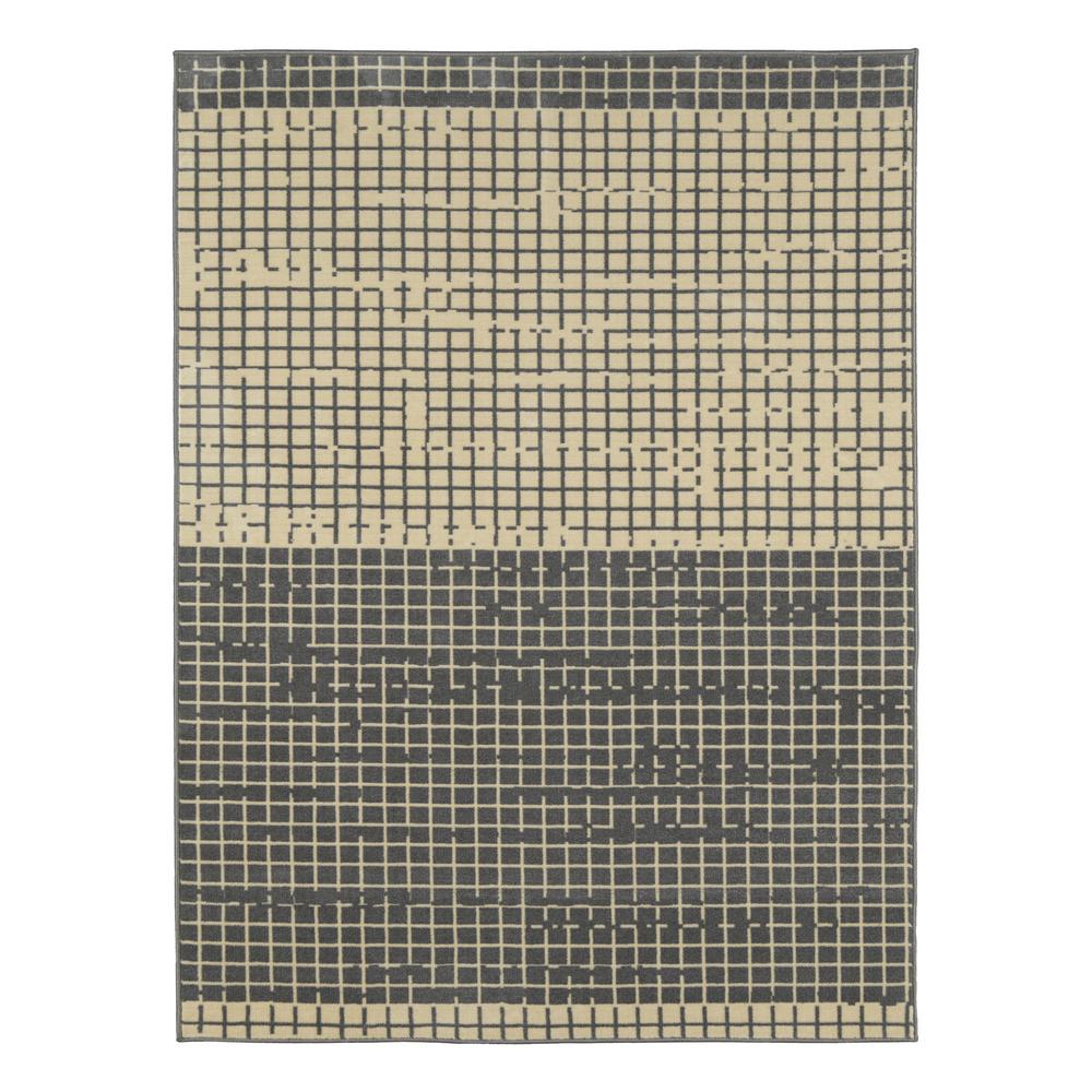 Ottomanson Studio Collection Layered Design Grey 5 Ft X 6 Non Skid Area Rug