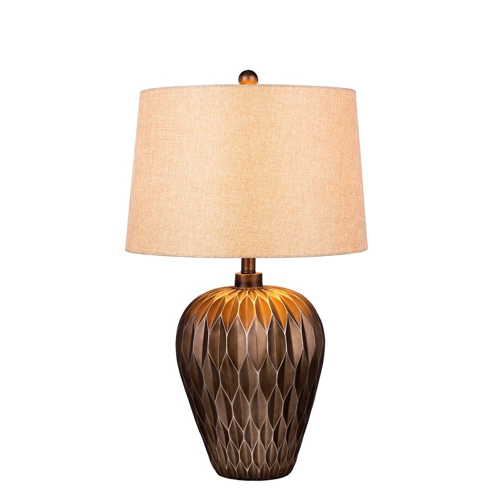 Fangio Lighting 29.5 in. Brown Resin Table Lamp with Paper Lantern Fold