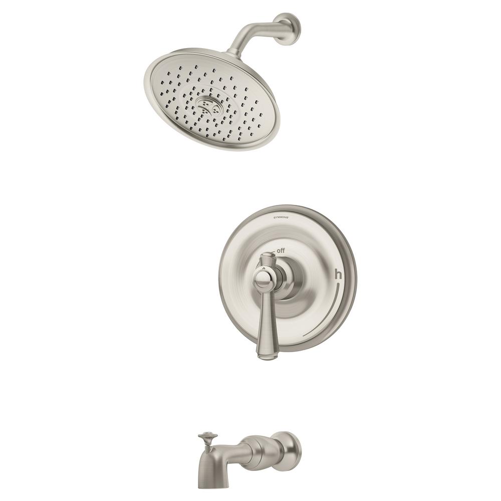 Symmons Degas 1-Handle Wall Mounted Tub and Shower Trim Kit in Satin ...