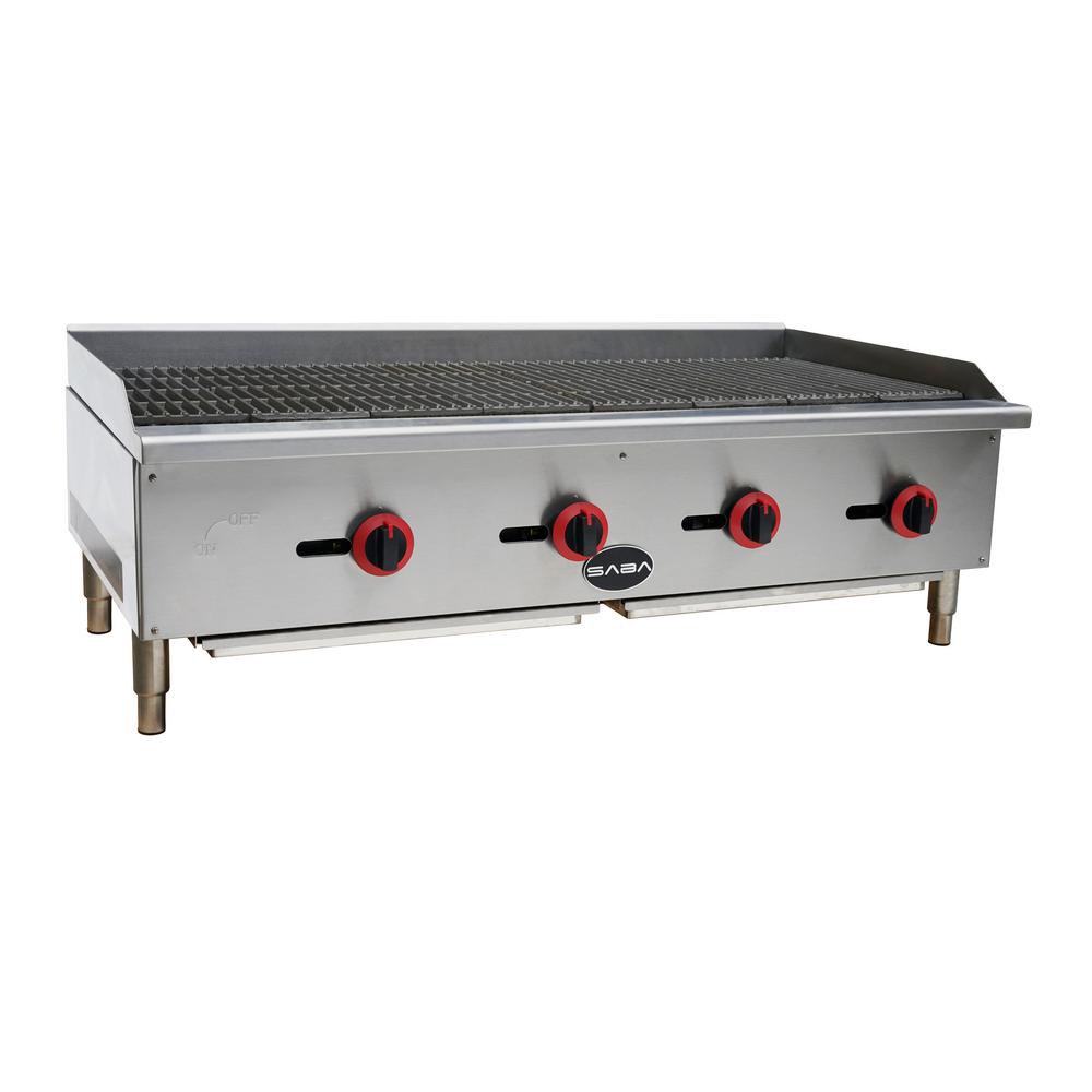 Saba 48 In Gas Cooktop Charbroiler In Stainless Steel With 4