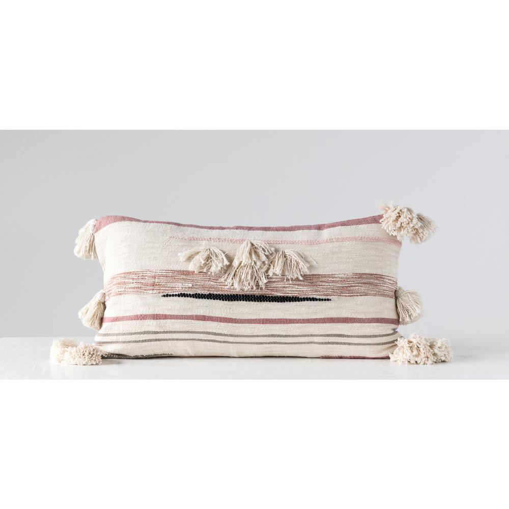 3r Studios Pink And Brown Striped Kilim Lumber 28 In X 14 In