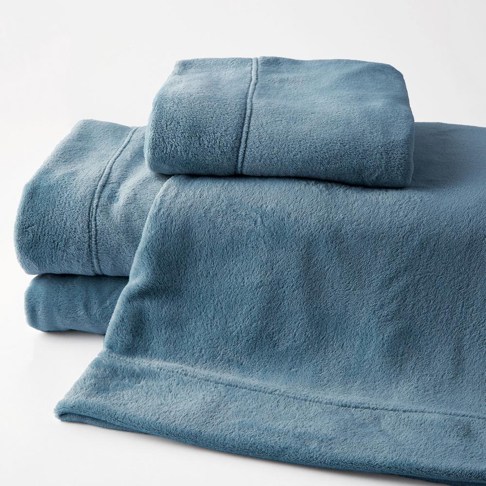 The Company Store Company Plush 3 Piece Twin Xl Sheet Set In Blue
