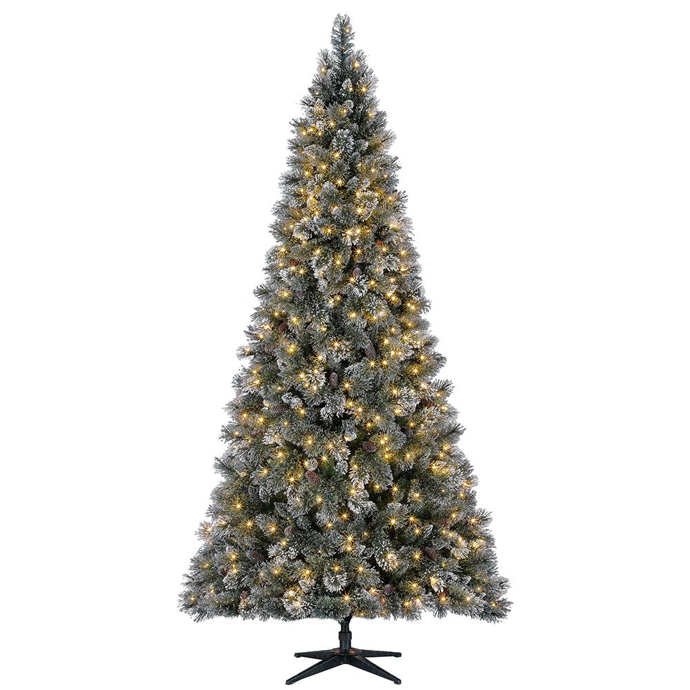 Home Accents Holiday 9 Ft Christmas Tree Flocked Pine Lighted Warm