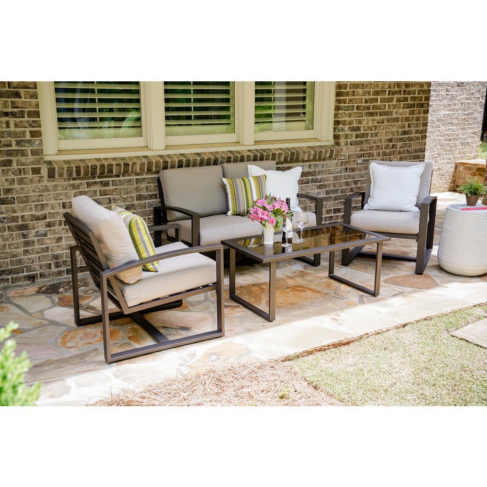 Leisure Made Jasper 4-Piece Aluminum Patio Conversation ...
