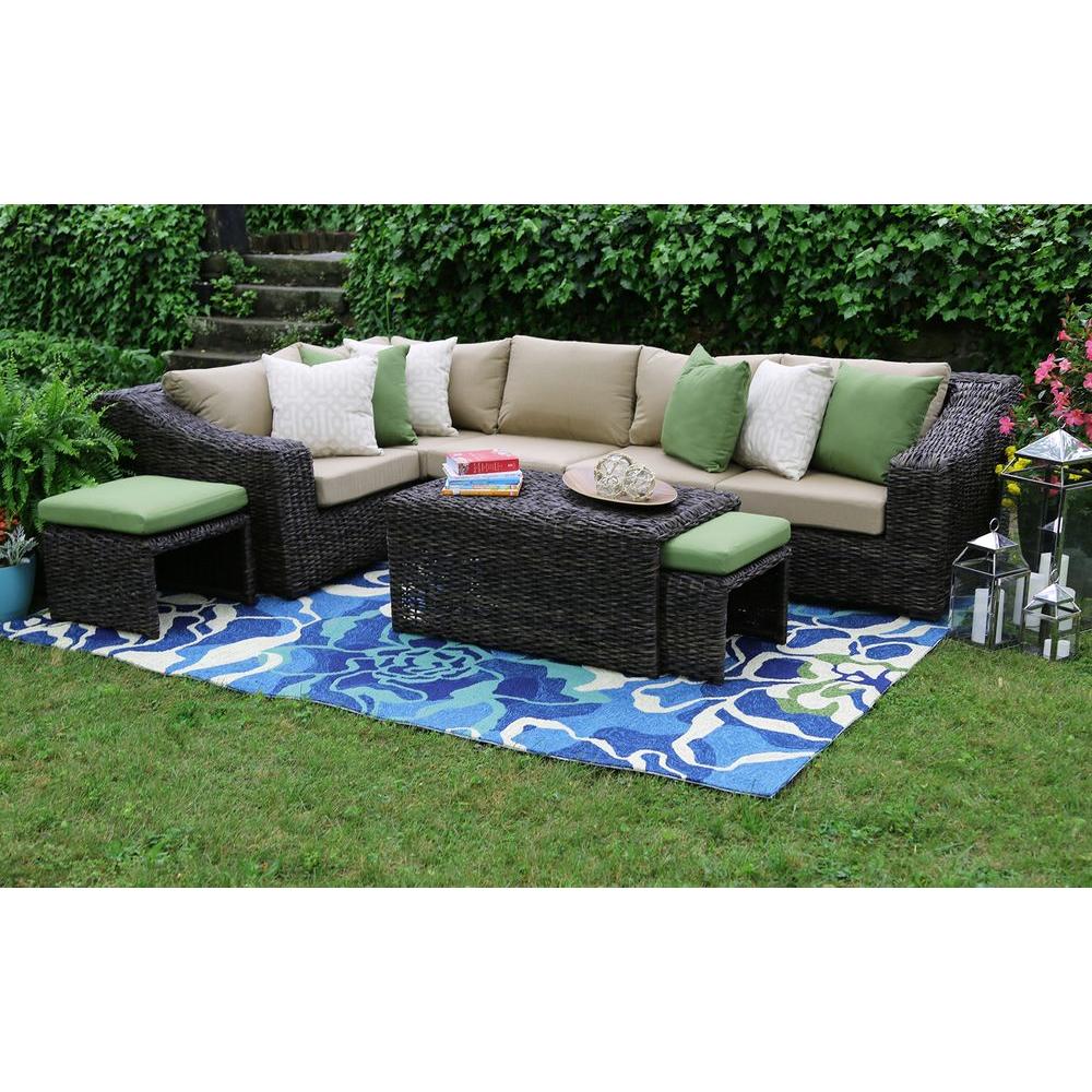 Ae Outdoor Williams 8 Piece All Weather Wicker Patio Sectional Set Ae Outdoor Williams 8 Piece All Weather Wicker Patio Sectional Set With Beige Cushions