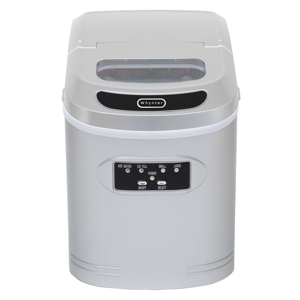 Whynter Compact Portable Ice Maker 27 lb capacity - Metallic Silver