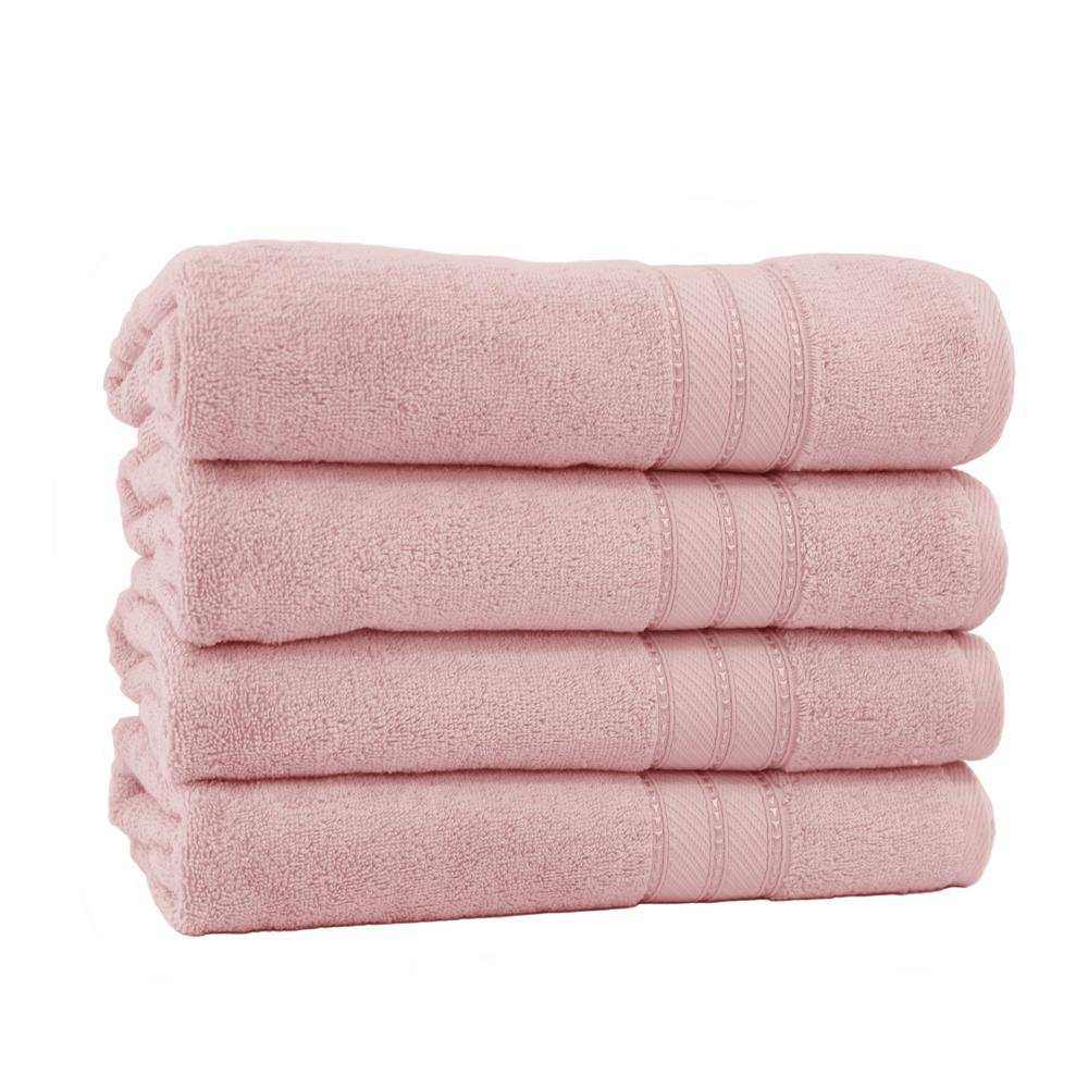 MODERN THREADS Spunloft 4-Piece Blush Solid Cotton Bath Towel Set ...