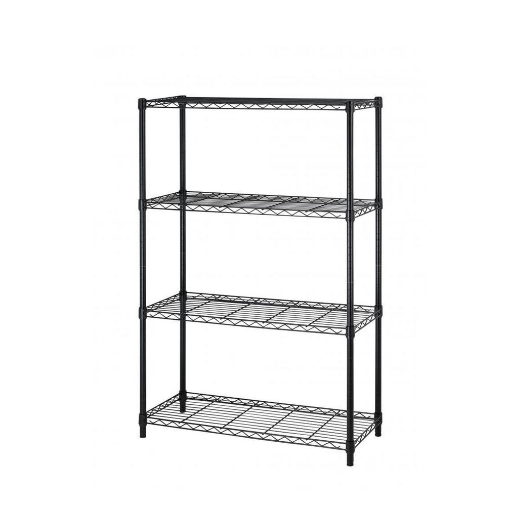 36 in. x 14 in. 4Tier Wire Adjustable Steel Shelf Rack in BlackWST54