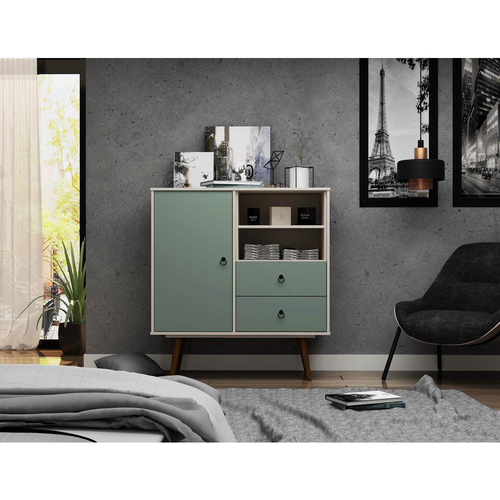 Luxor 2 Drawer Off White And Green Mint Montauk Mid Century Modern