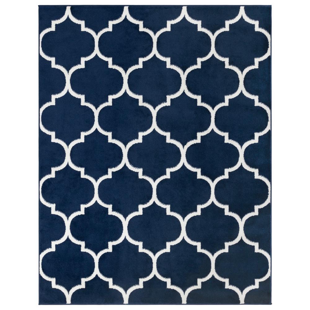 Ottomanson Royal Collection Navy Trellis Design 5 Ft 3 In X 7 Area Rug