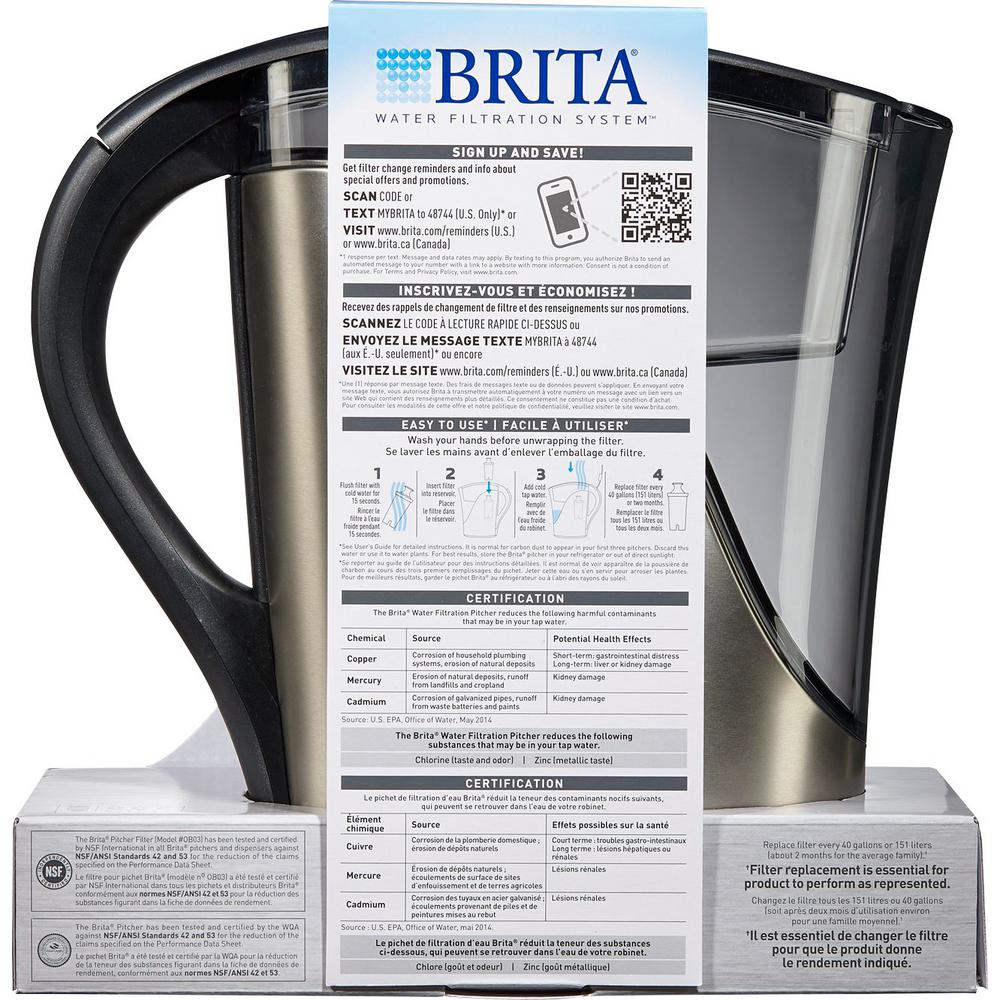 8 Cups By Brita Brita Stainless Steel Water Filter Pitcher Home Pitchers 5703