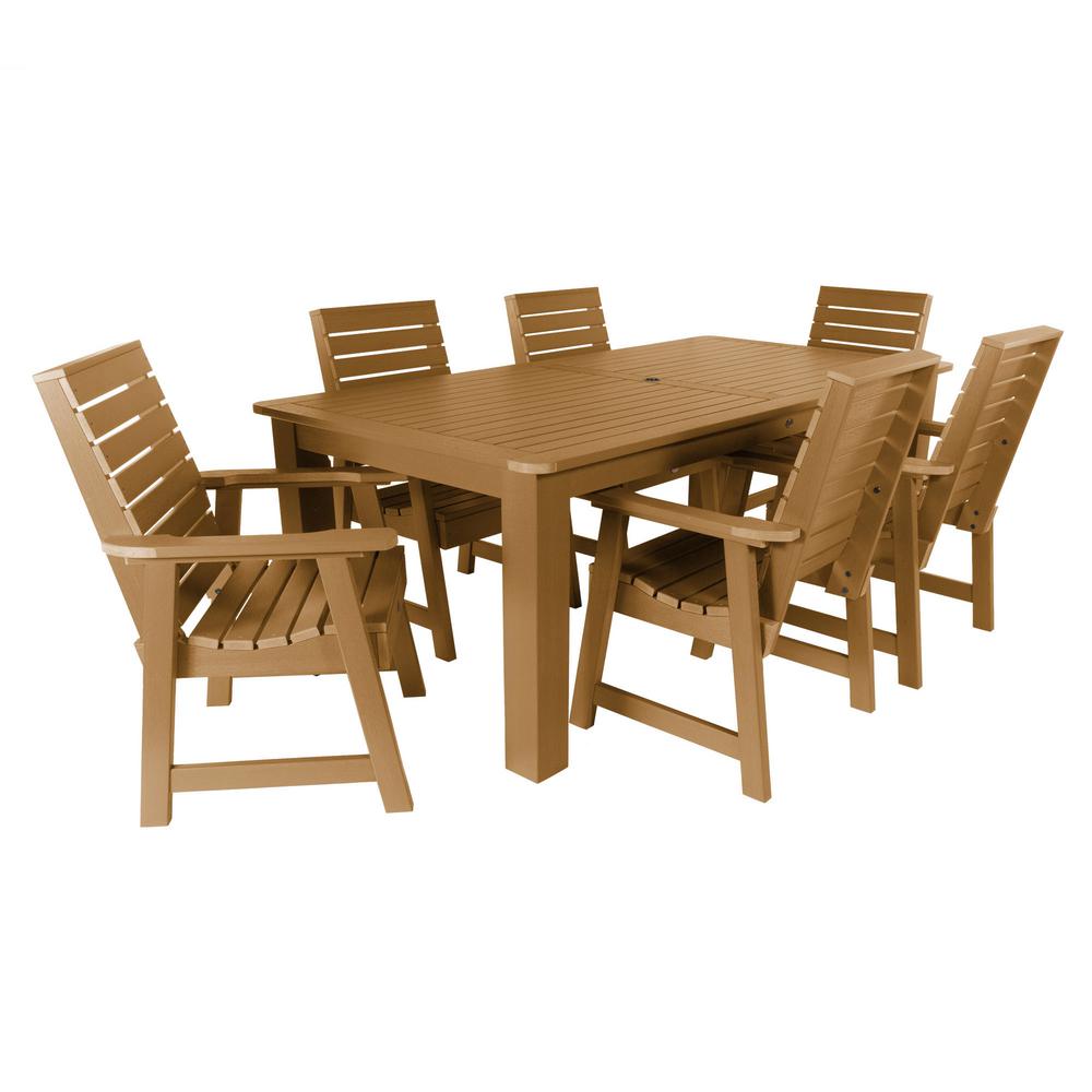 Highwood Weatherly Toffee 7 Piece Recycled Plastic Rectangular Outdoor Dining Set St7wl1co5aa 