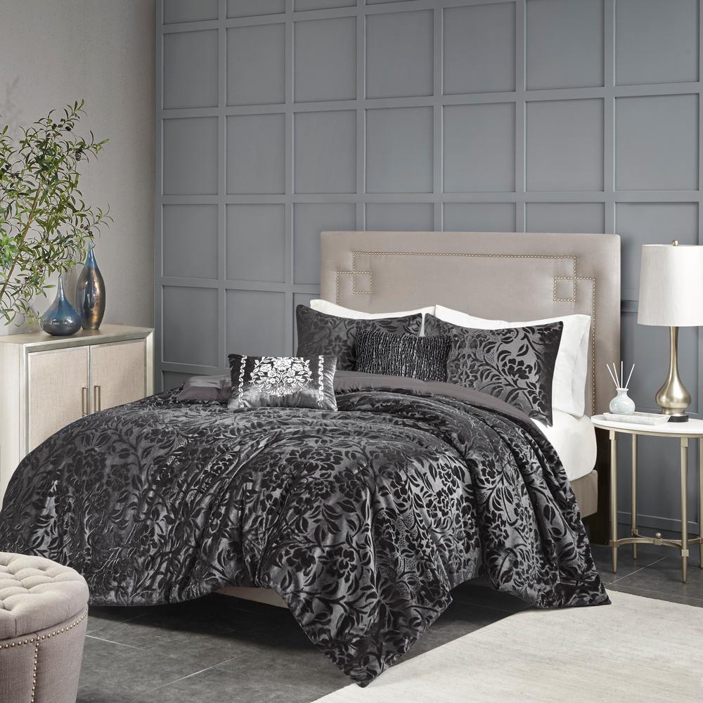Madison Park Muriel 5-Piece Grey King/Cal King Polyester ...