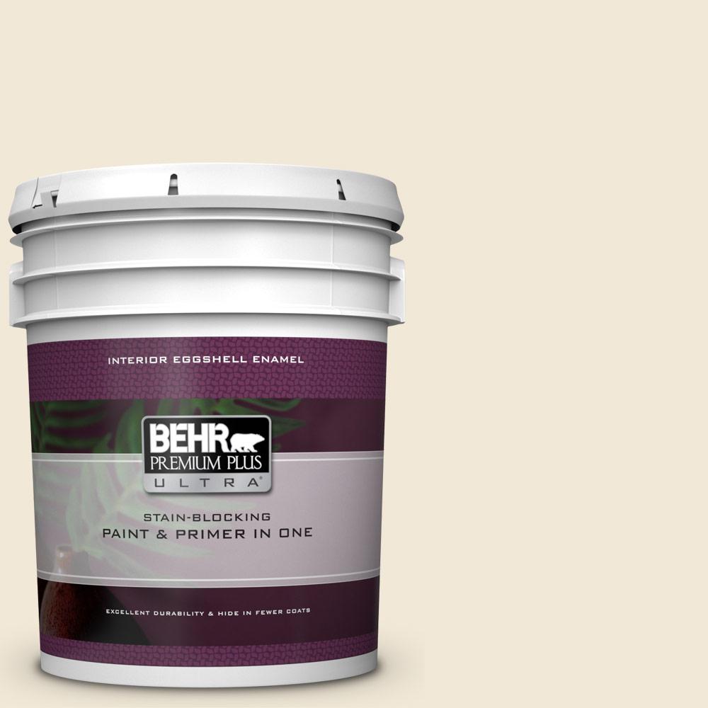 Behr Premium Plus Ultra 5 Gal 13 Cottage White Eggshell Enamel 13 Cottage White Eggshell Enamel Interior Paint And Primer In One