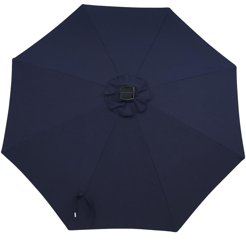 Sunnydaze Decor 9 Ft Aluminum Market Solar Tilt Patio Umbrella In Navy Blue Sunbrella Jlp 679 The Home Depot