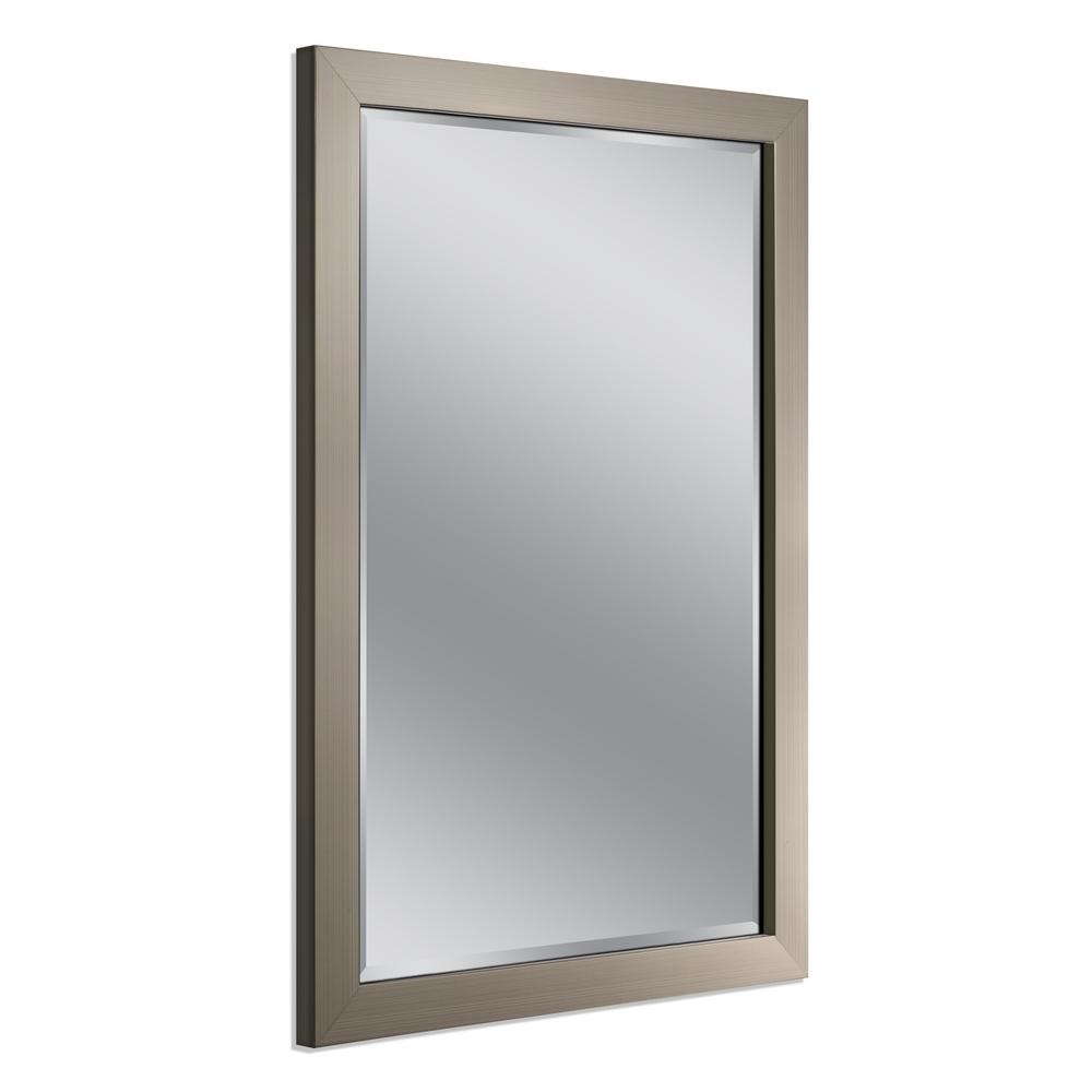 Deco Mirror 28 In W X 40 In H Framed Rectangular Beveled Edge Bathroom Vanity Mirror In Brush Nickel 6200 The Home Depot