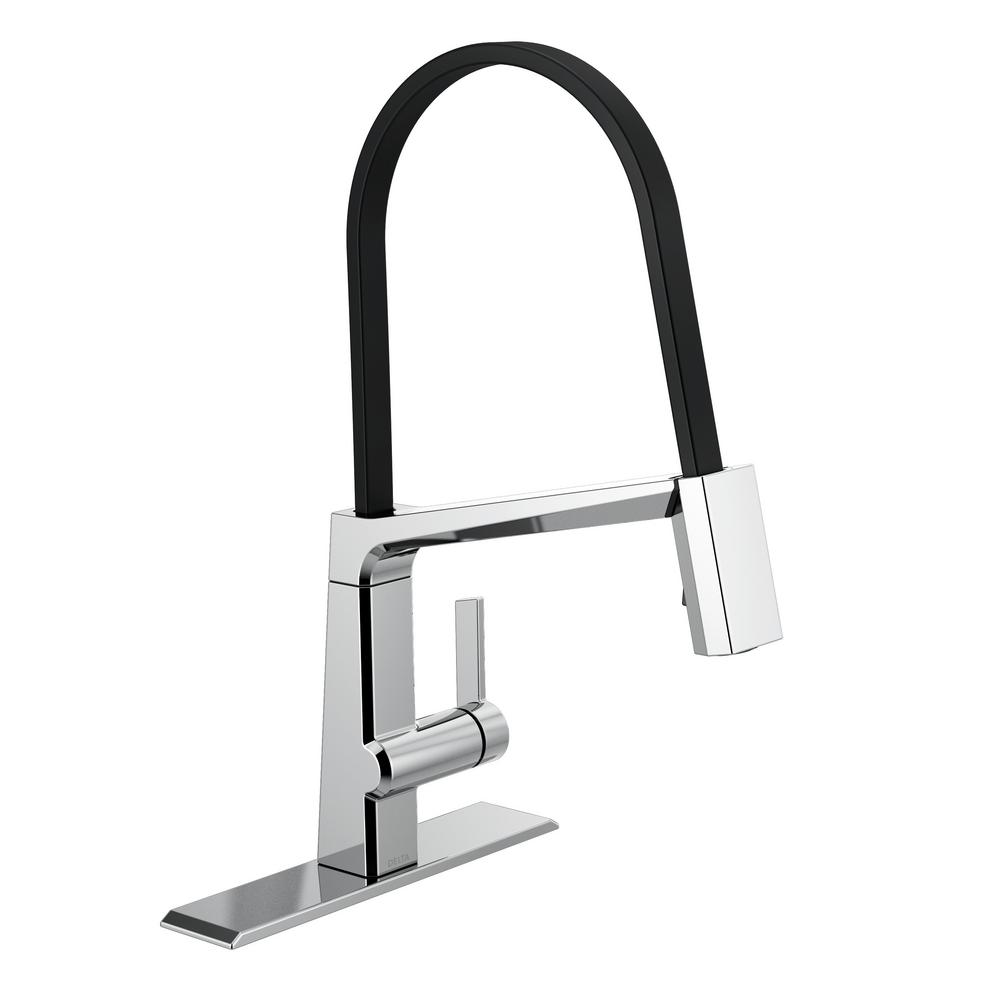 Delta Pivotal Single Handle Pull Down Sprayer Kitchen Faucet With Magnatite Docking In Arctic Stainless 9693 Ar Dst The Home Depot
