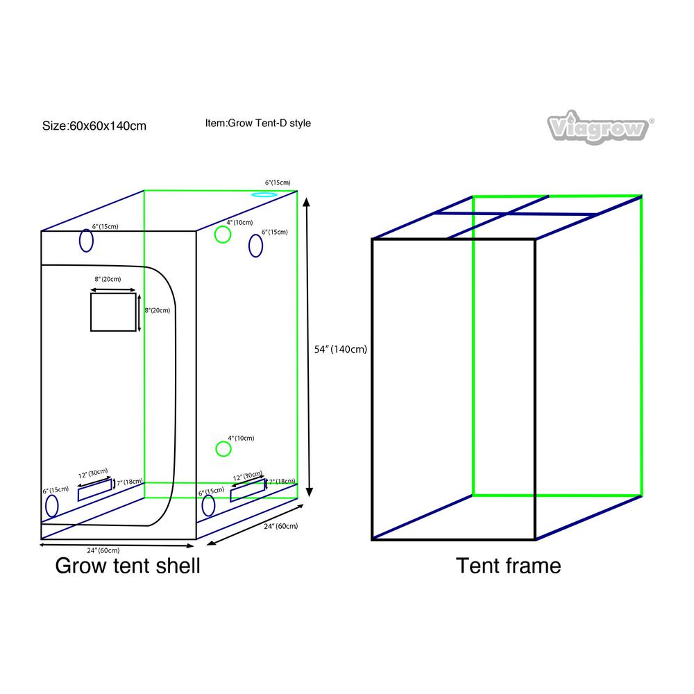 Viagrow 2 Ft X 2 Ft Grow Room Tent Vhh2x2x4 The Home Depot