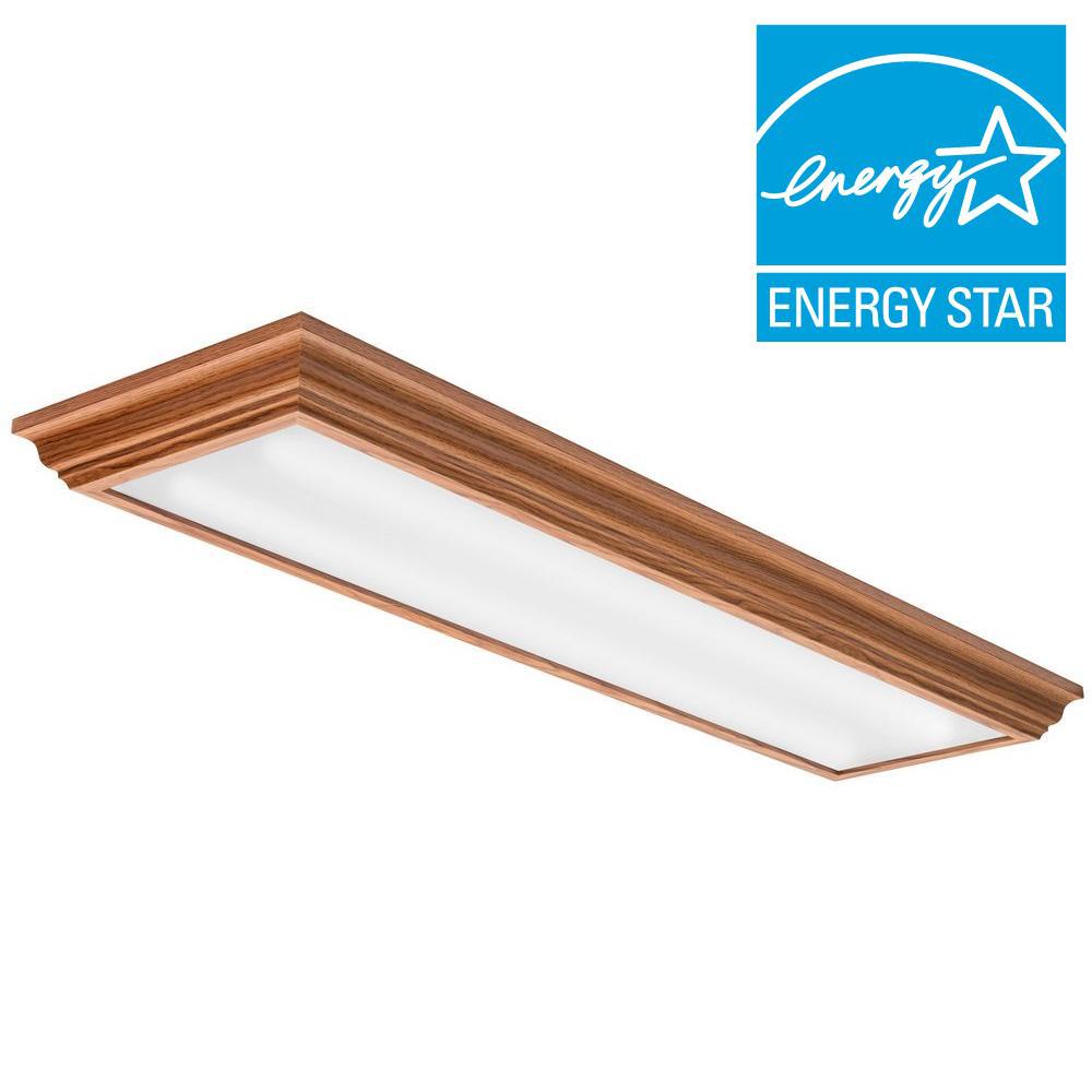 Lithonia Lighting Ceiling Mounted Lighting Cambridge 4 ft. Oak LED Flush Mount FMFL 30840 CAML OA