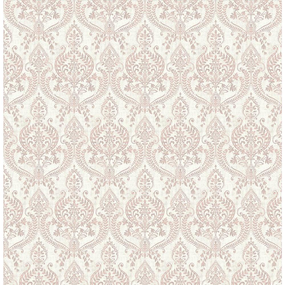 A-Street Waverly Mauve Petite Damask Wallpaper 1014-001820 - The Home Depot