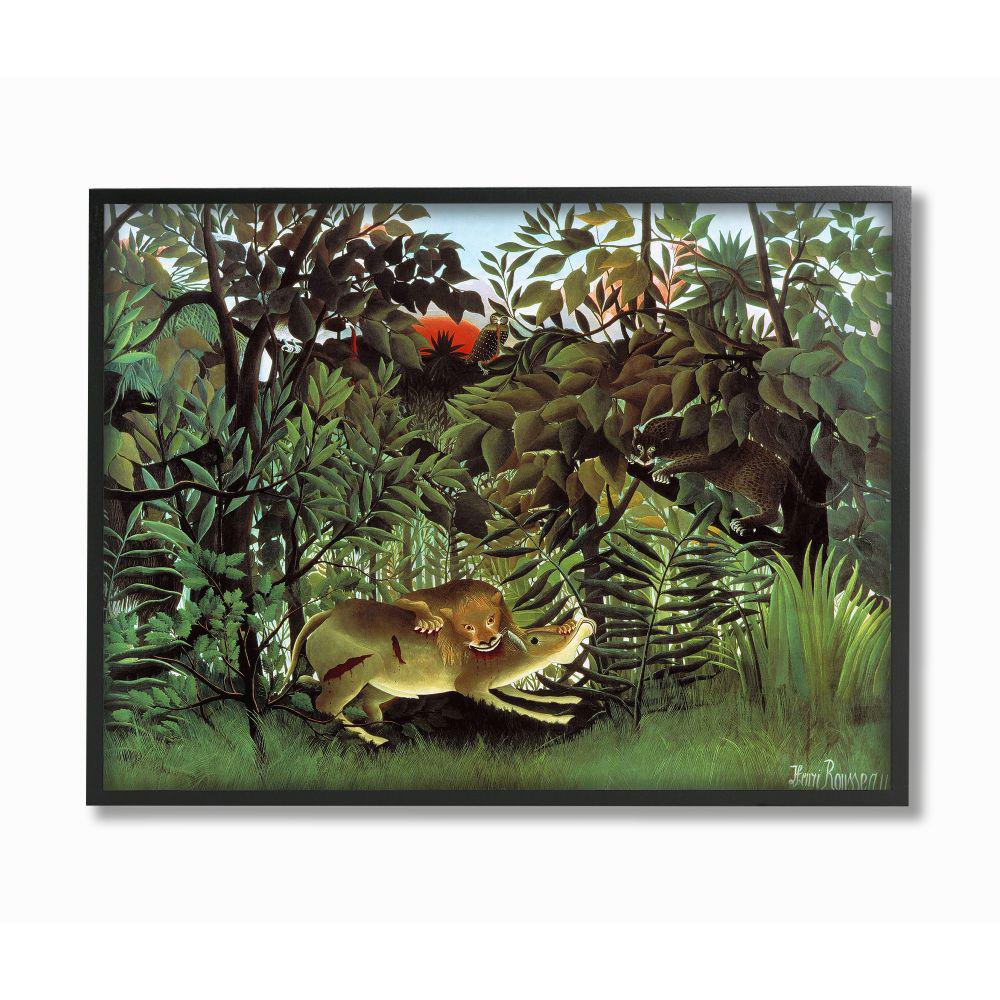The Stupell Home Decor Collection 16 In X 20 In The Hungry Lion In The Jungle Illustration By Henri Rousseau Framed Wall Art Aap 296 Fr 16x20 The Home Depot