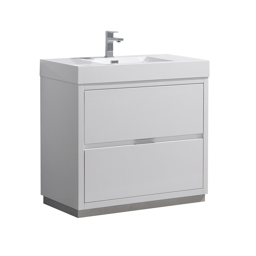 Fresca Valencia 36 in. W Bathroom Vanity in Glossy White with Acrylic