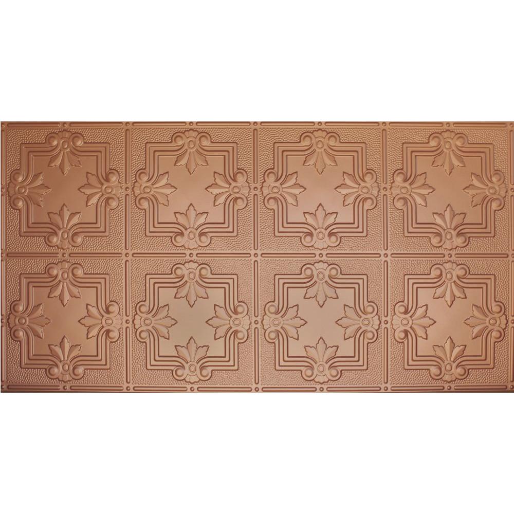 Global Specialty Products Dimensions Faux 2 Ft X 4 Ft Glue Up Tin Style Copper Ceiling Tile For Surface Mount