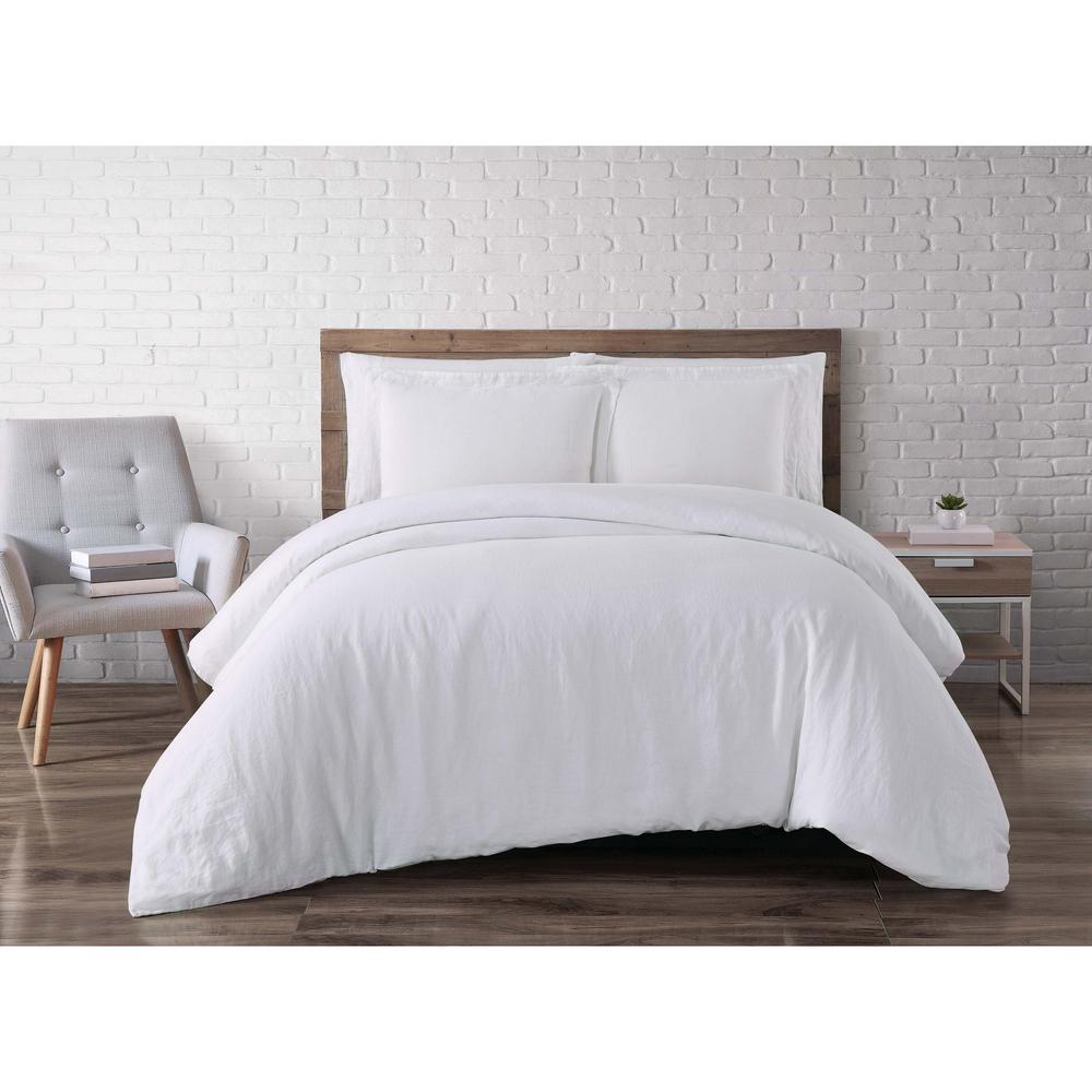 Brooklyn Loom 3 Piece White Full Queen Duvet Cover Set Dcs2469wtq