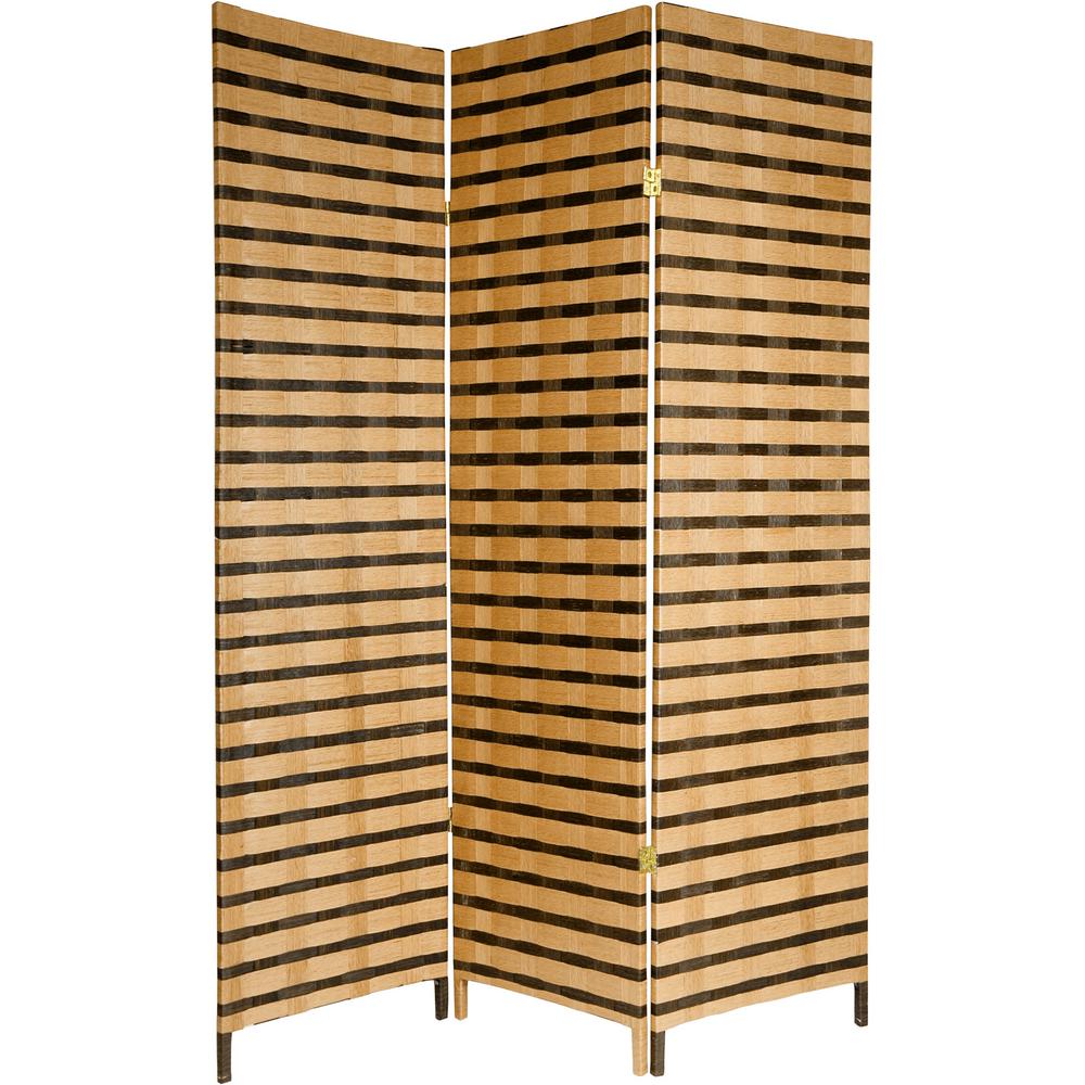 Oriental Furniture 6 Ft Brown 2 Tone Natural Fiber 3 Panel Room Brown 2 Tone Natural Fiber 3 Panel Room Divider