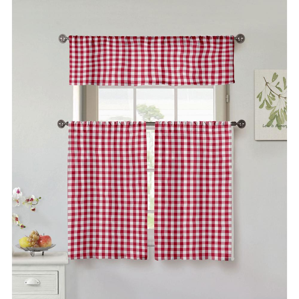 Red Gingham Curtains Drapes Window Treatments The Home Depot
