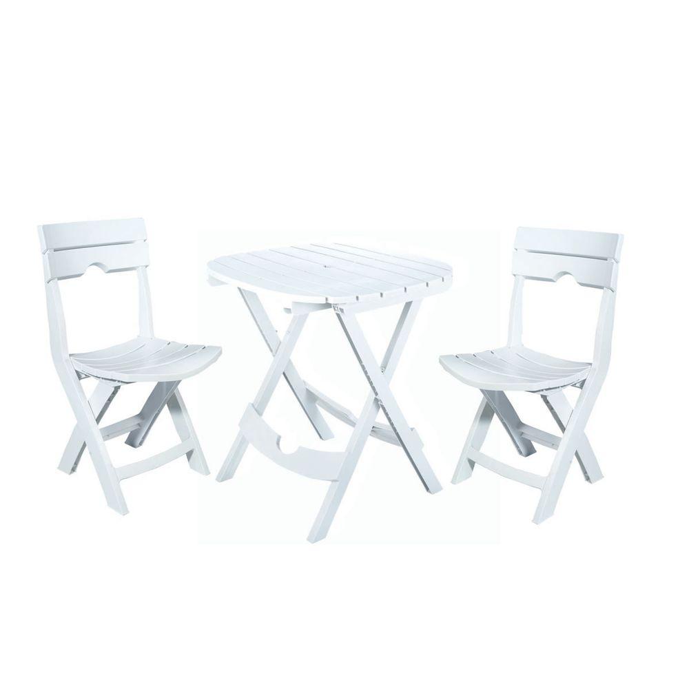 Adams Manufacturing Quik-Fold White 3-Piece Resin Plastic Outdoor Bistro Cafe... by Adams Manufacturing