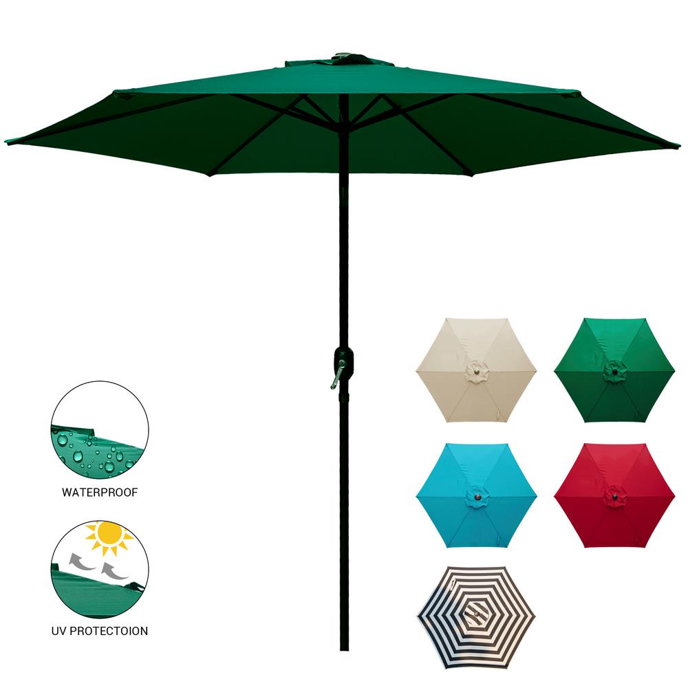 9 Ft Rust Resistant Patio Umbrellas Patio Furniture The Home Depot