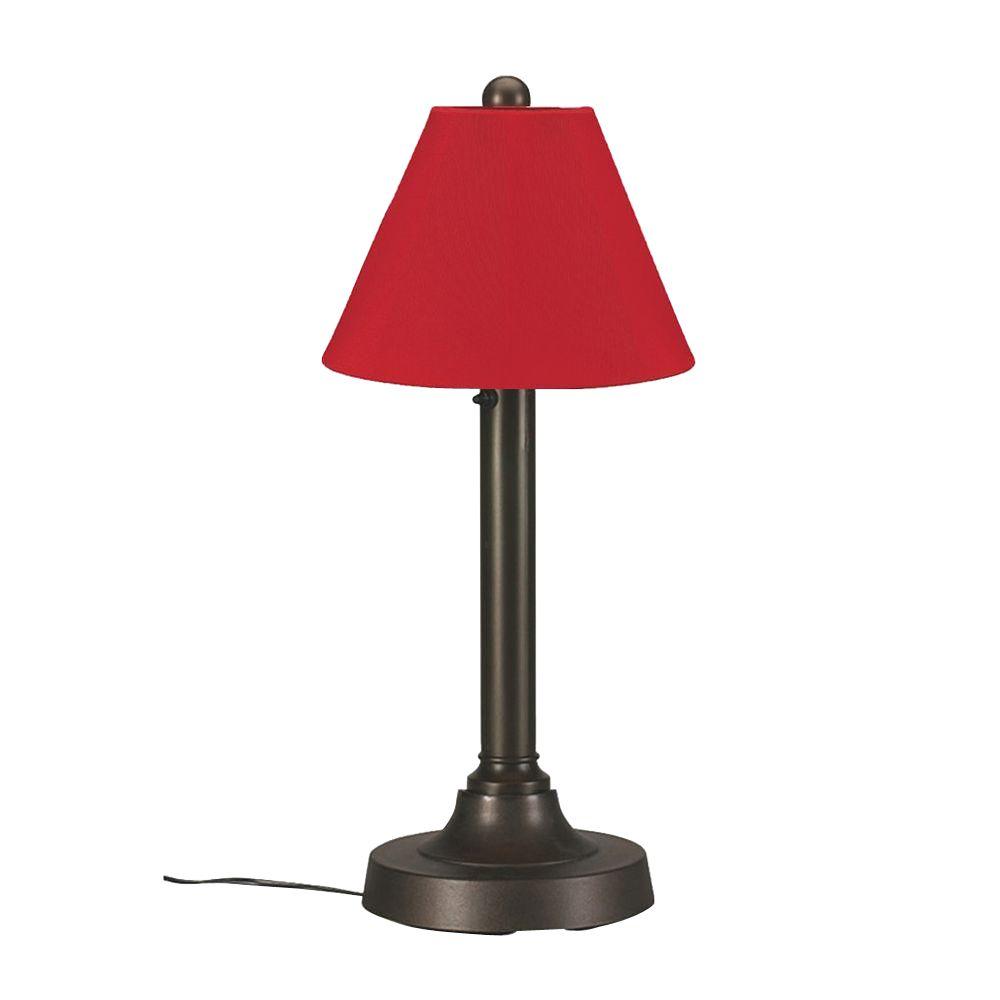 Outdoor Table Lamps The Home Depot Bronze Outdoortable Lamp With Jockey Red Shade