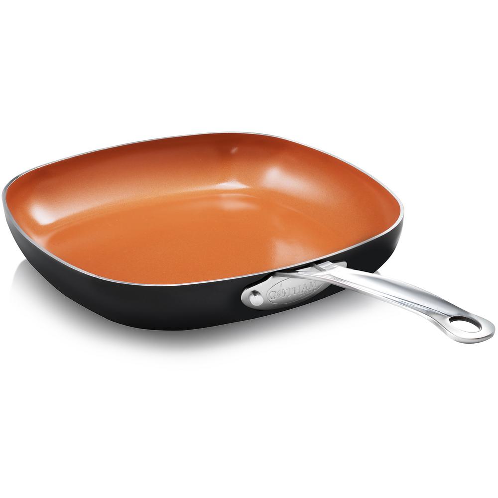 Gotham Steel 12 in. Non-Stick Ti-Ceramic Shallow Square Fry Pan 1736 ...