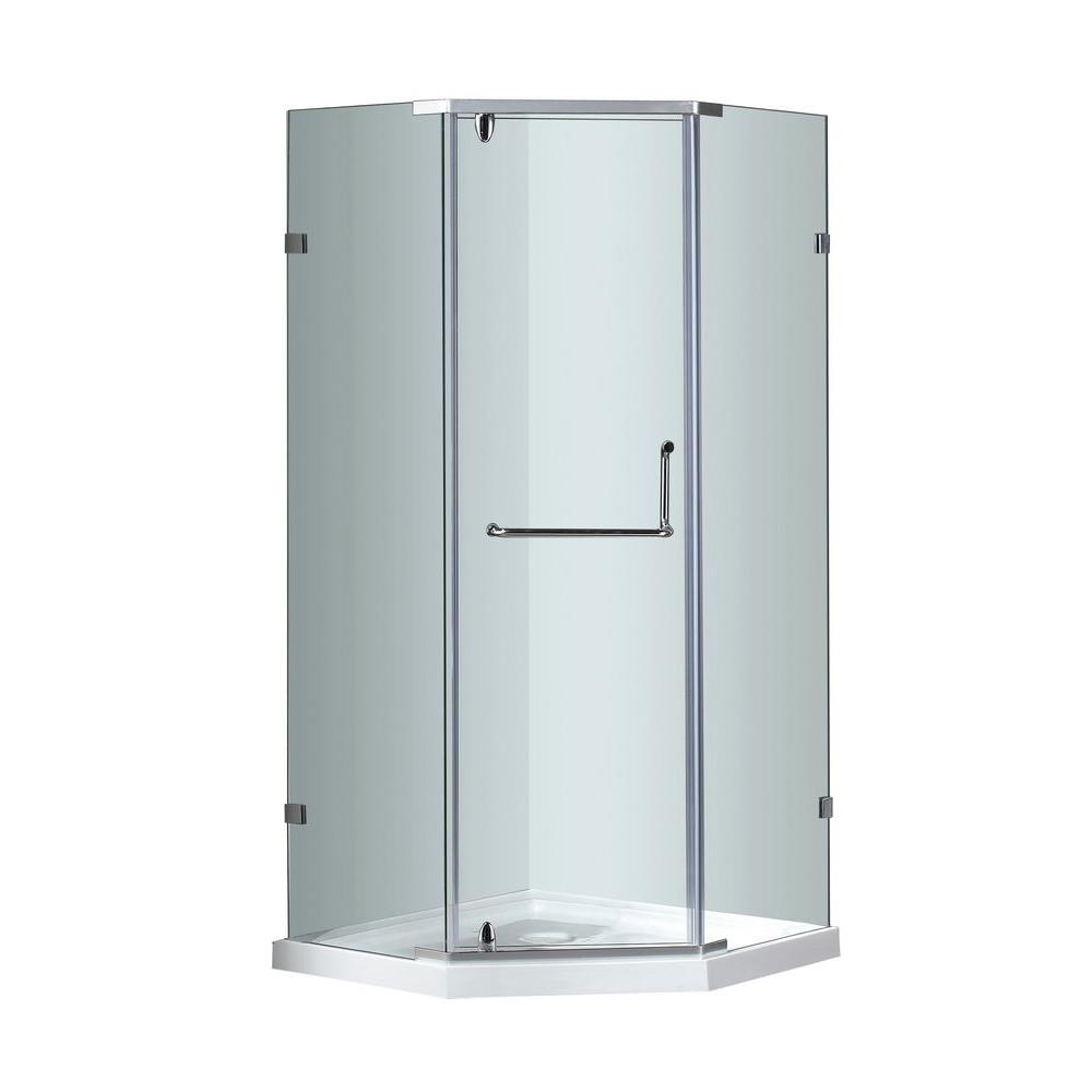Reviews For Aston Sen973 38 In X 38 In X 77 1 2 In Semi Frameless Neo Angle Shower Enclosure In Chrome With Base Sen973 Tr 38 10 The Home Depot