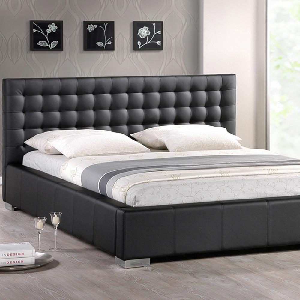 Baxton Studio Madison Transitional Black Faux Leather Upholstered Baxton Studio Madison Transitional Black Faux Leather Upholstered Queen Size Bed