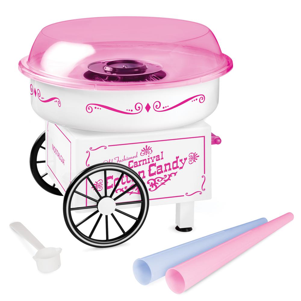 Nostalgia Vintage Pink Cotton Candy Maker with 2 Cotton Candy Cones ...