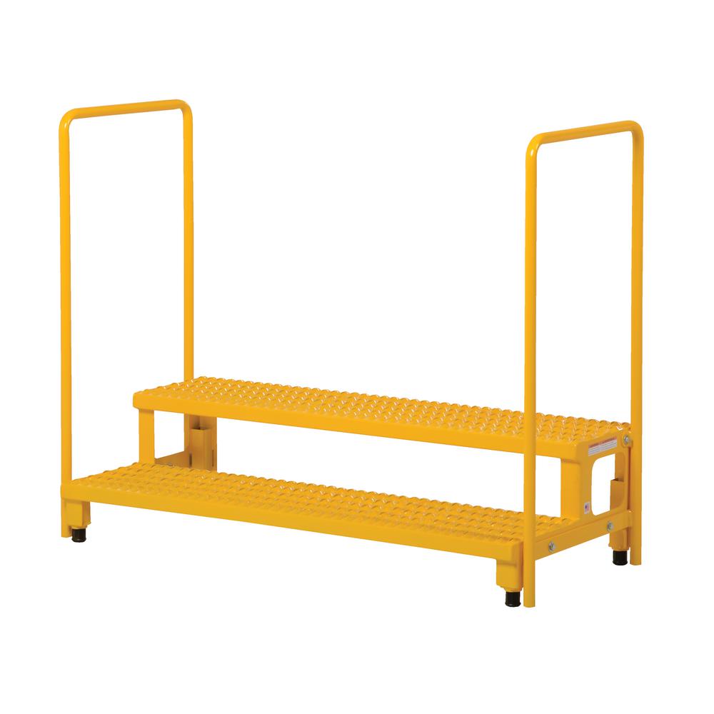 Vestil 48 inch x 23 inch 2-Step Adjustable Step Stand with Rail by Vestil