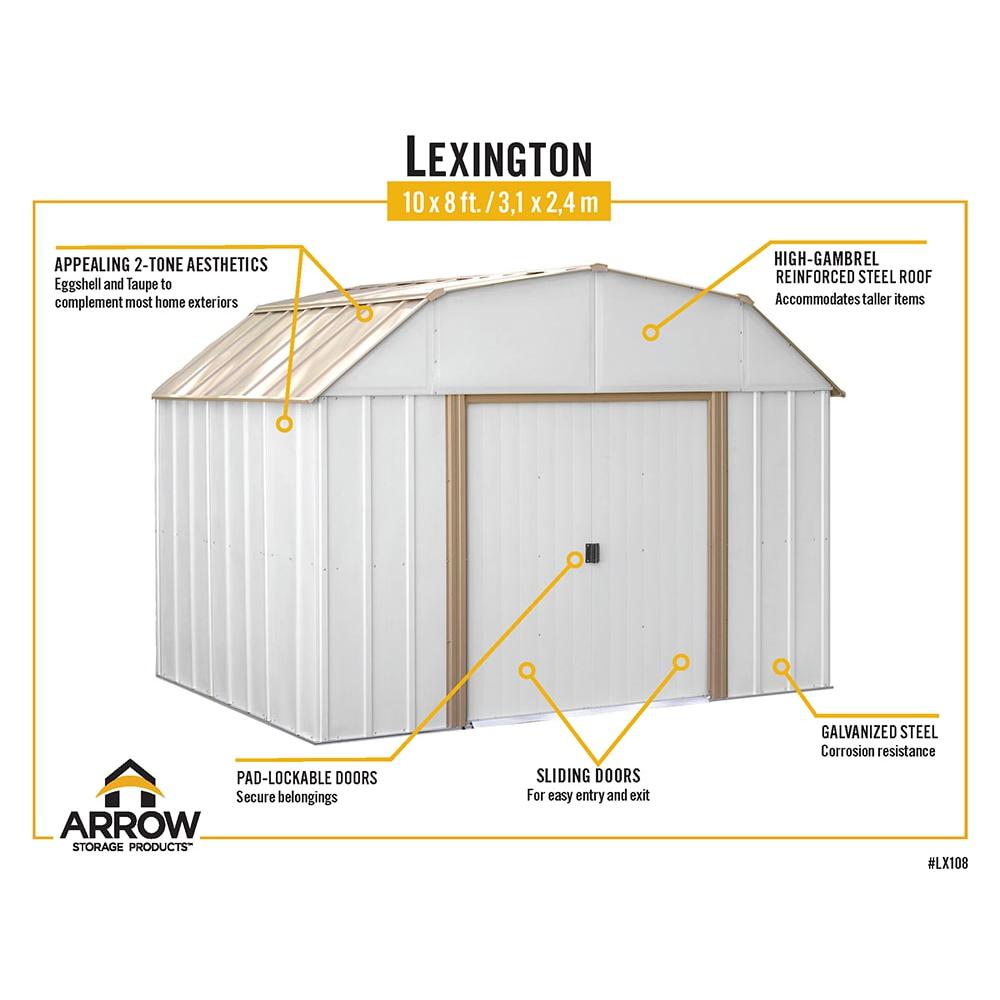 Arrow Lexington 10 Ft W X 8 Ft D 2 Tone Galvanized Metal Barn