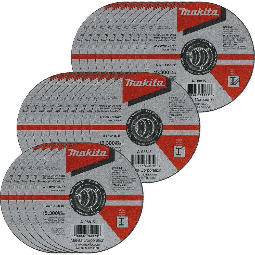 Makita 4 In X 100 In X 5 8 In Metal Cut Off Wheel 25 Pack A 98815 25 The Home Depot
