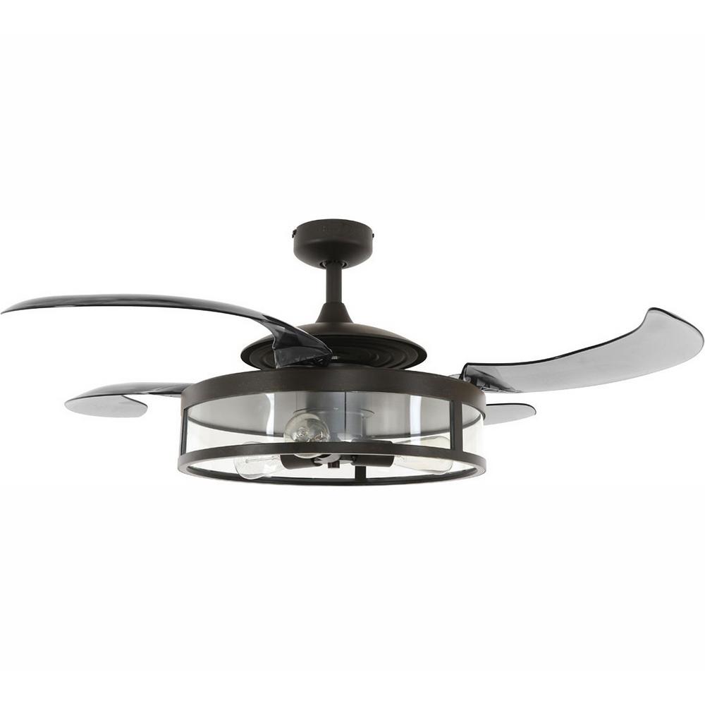 Fanaway Classic Antique Black And Smoke Retractable 4 Blade 48 In 3 Light Ac Ceiling Fan