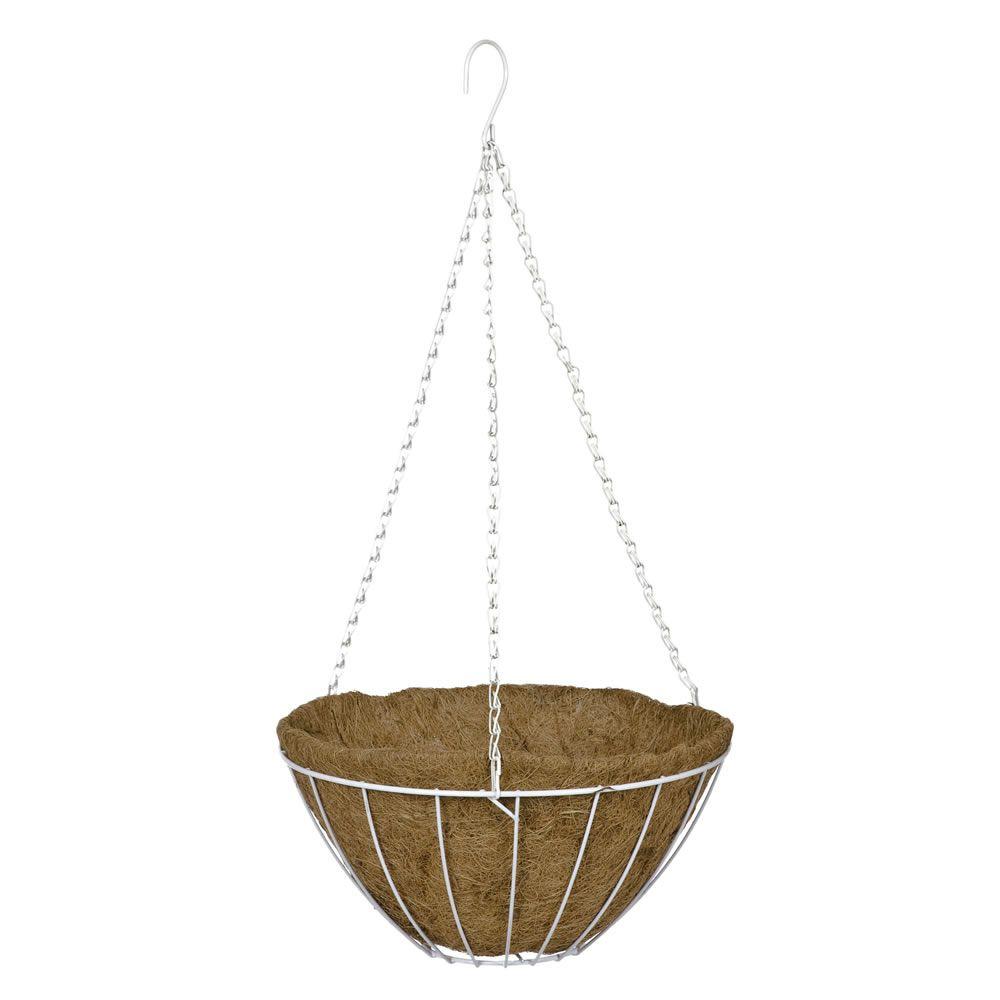 Cobraco 12 In White Grower S Style Metal Hanging Basket Hgb12 W White Grower S Style Metal Hanging Basket