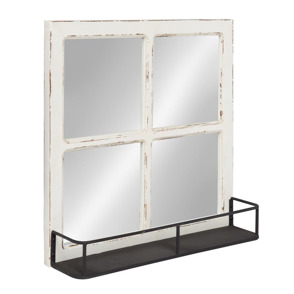 Kate Laurel Jackson Distressed Wood Windowpane Mirror With Metal Kate Laurel Jackson Distressed Wood Windowpane Mirror With Metal Shelf Other White