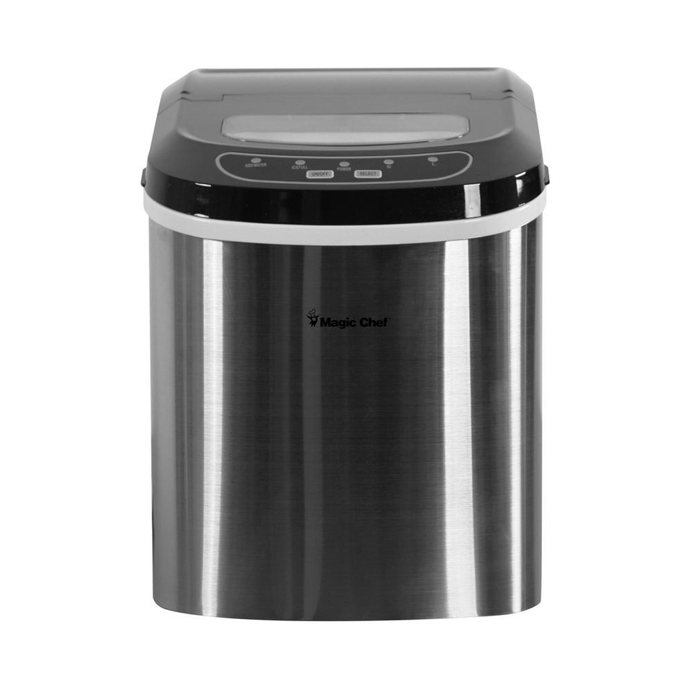 Magic Chef 27 Lb Portable Countertop Ice Maker In Stainless Steel