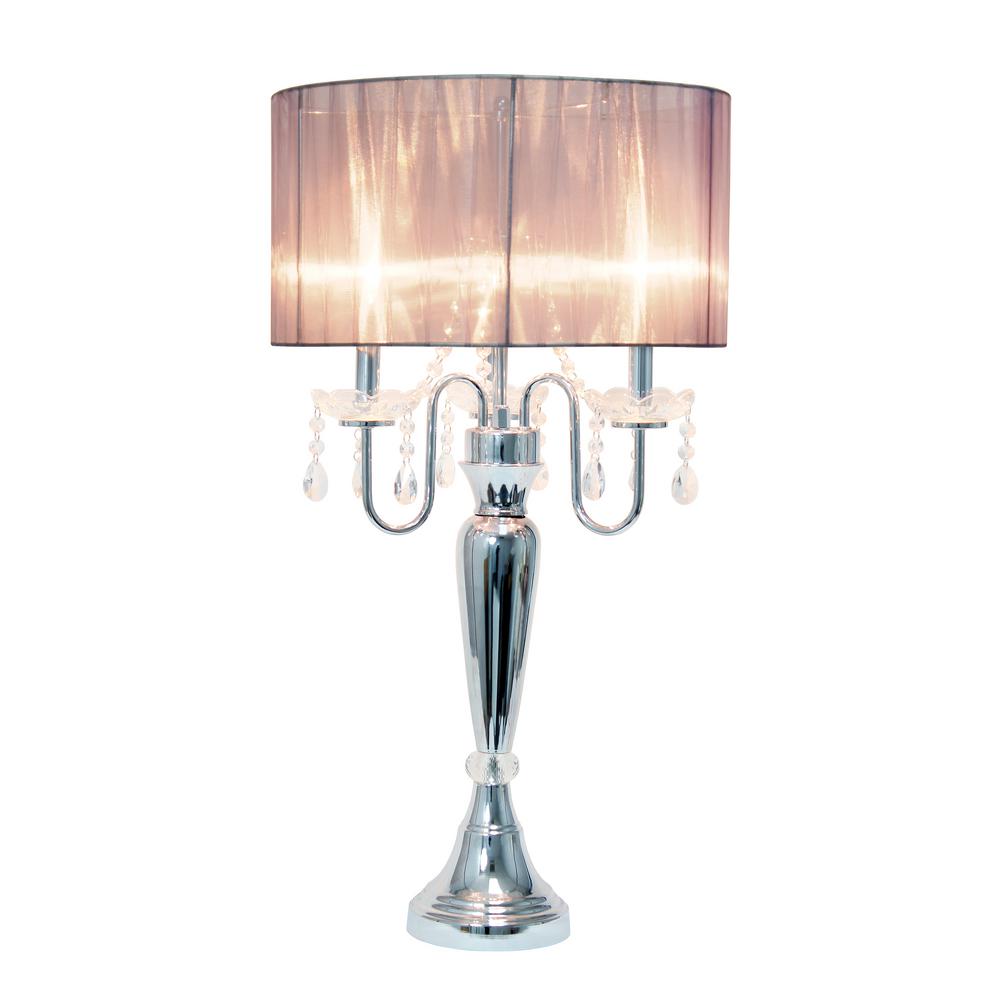 Elegant Designs 27 In Gray Sheer Shade Table Lamp With Gray Sheer Shade Table Lamp
