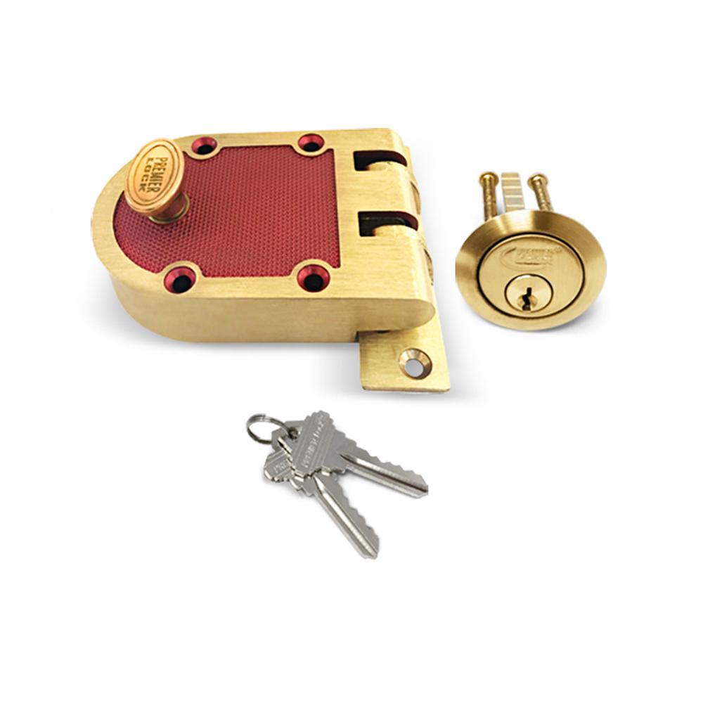 Premier Lock Satin Bronze US10 HeavyDuty Single Cylinder Jimmy Proof Deadbolt Lock with Flat