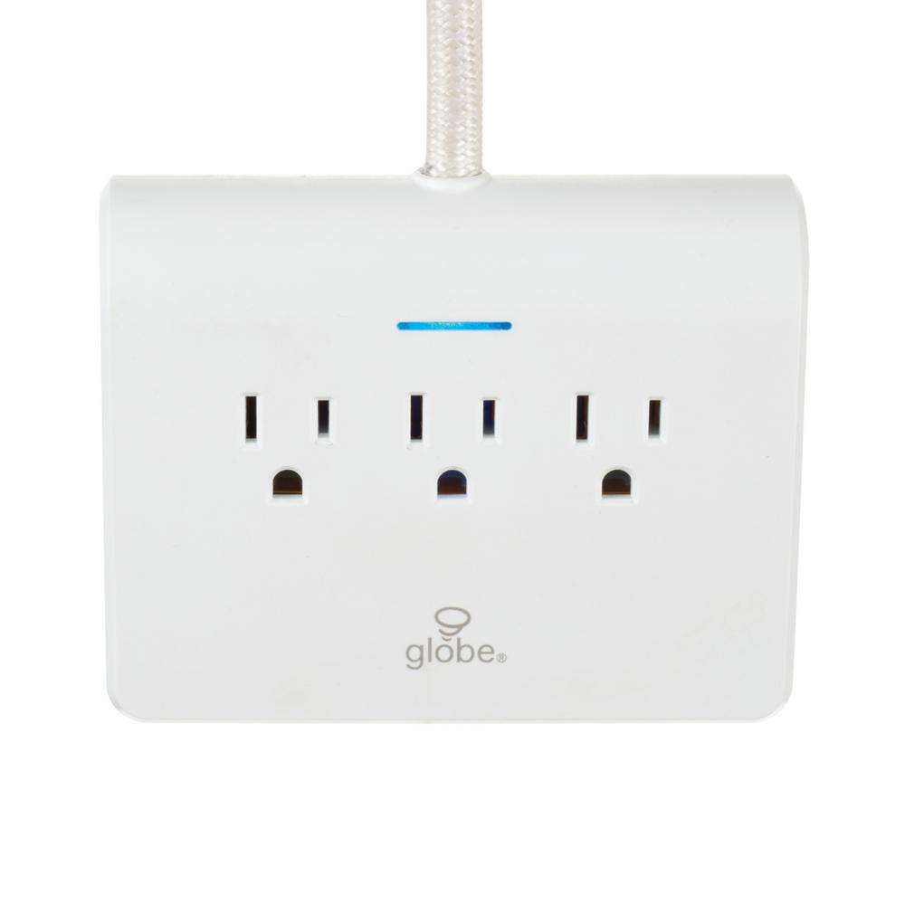 Globe Electric 6 Ft 4 Usb Ports 3 Outlet Surge Protector Desktop