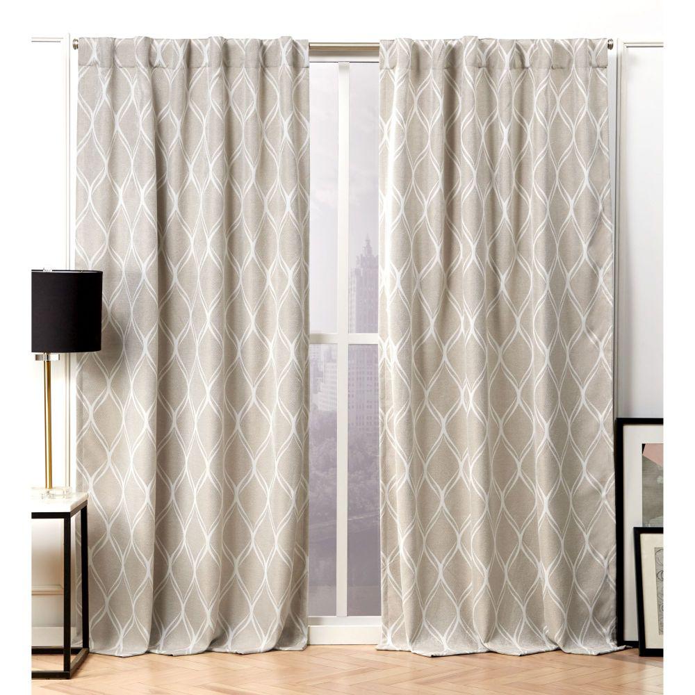 Nicole Miller Circuit Linen Blackout Hidden Tab Top Curtain Panel
