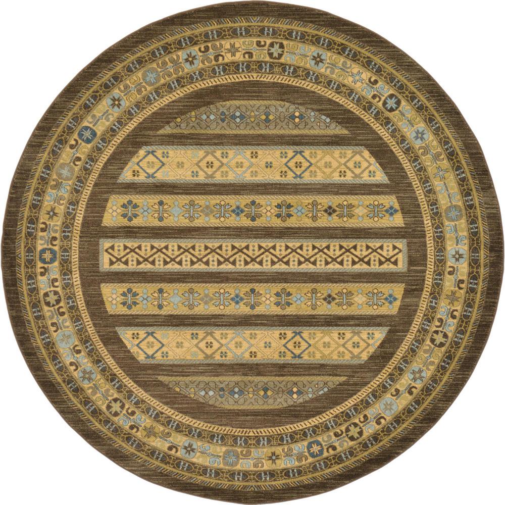 Unique Loom Heriz Brown 8 ft. x 8 ft. Round Area Rug-3119151 - The Home ...